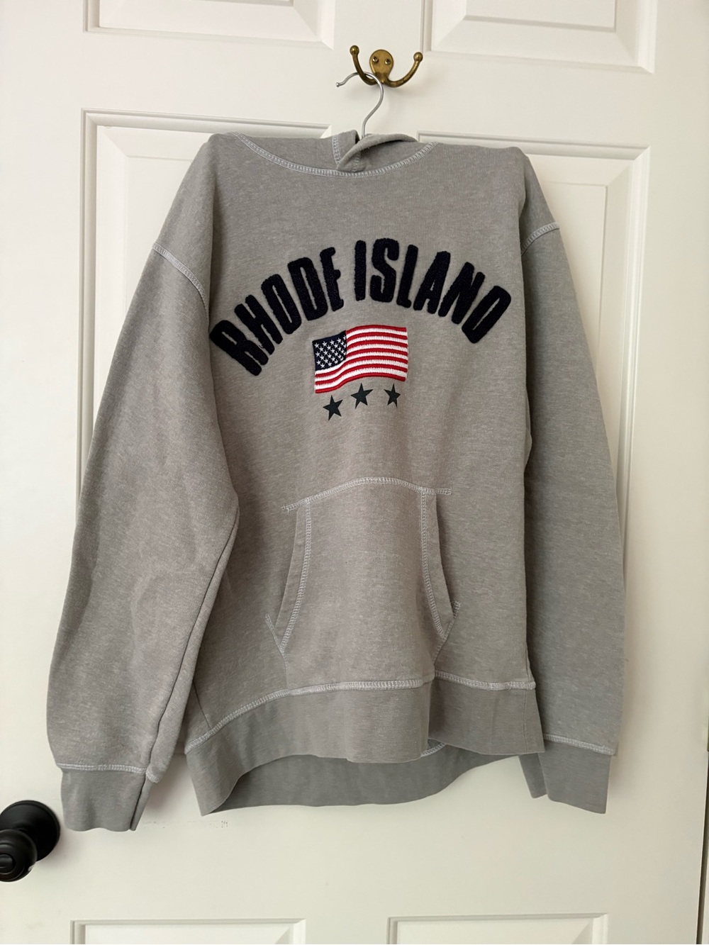 Gray 'Rhode Island' Flag Graphic Hoodie Sweatshirt
